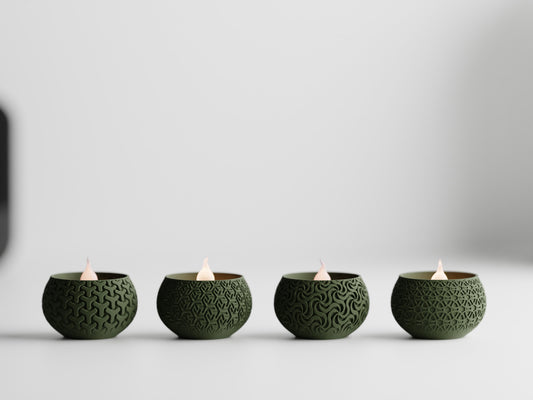 Patterned Tealight Holders Geo style - Set of 4