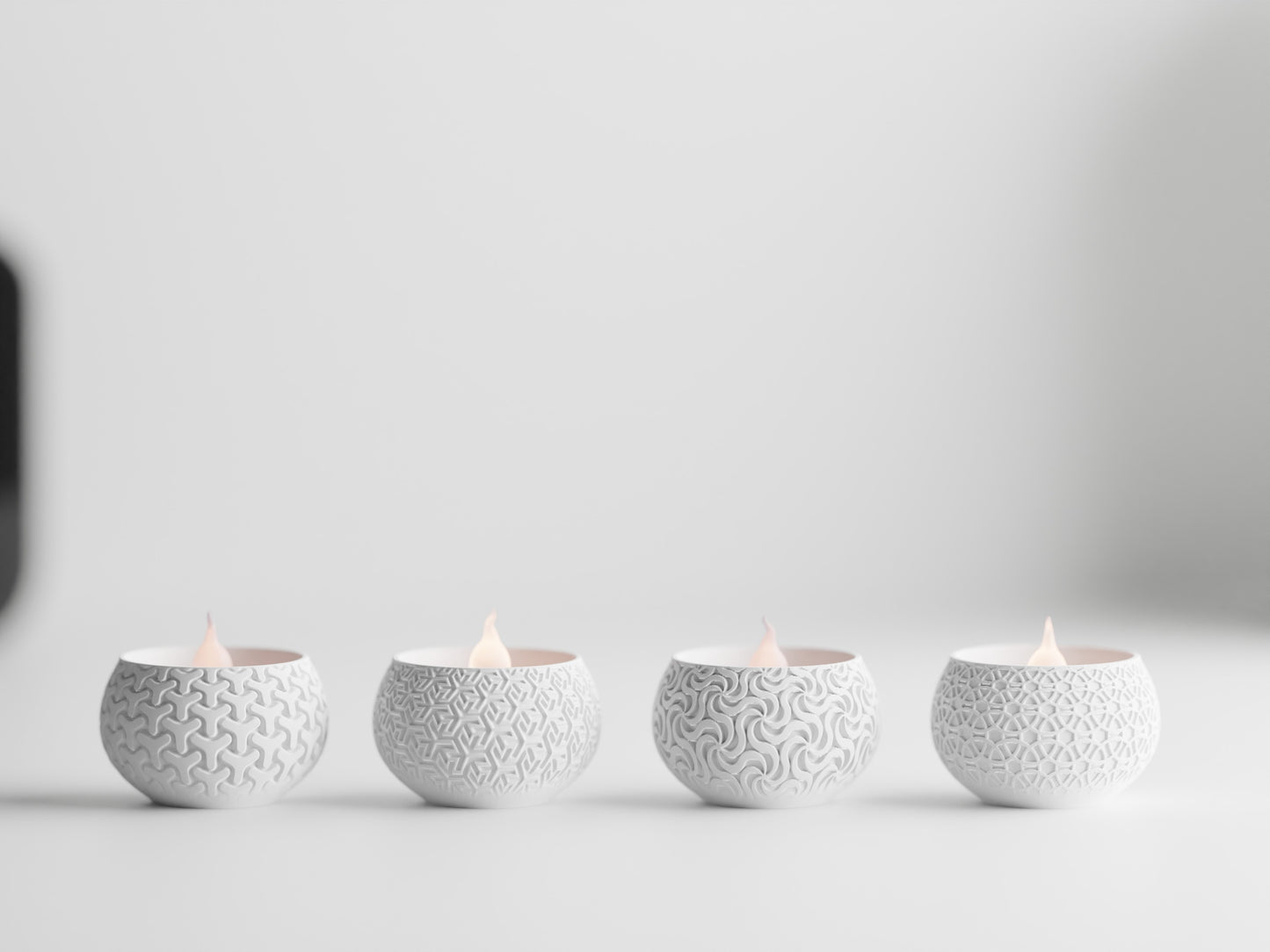 Gedessineerde theelichthouders in Geo-stijl - Set van 4
