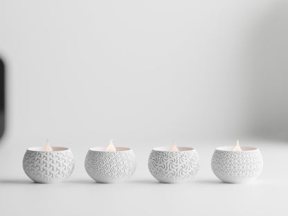 Gedessineerde theelichthouders in Geo-stijl - Set van 4