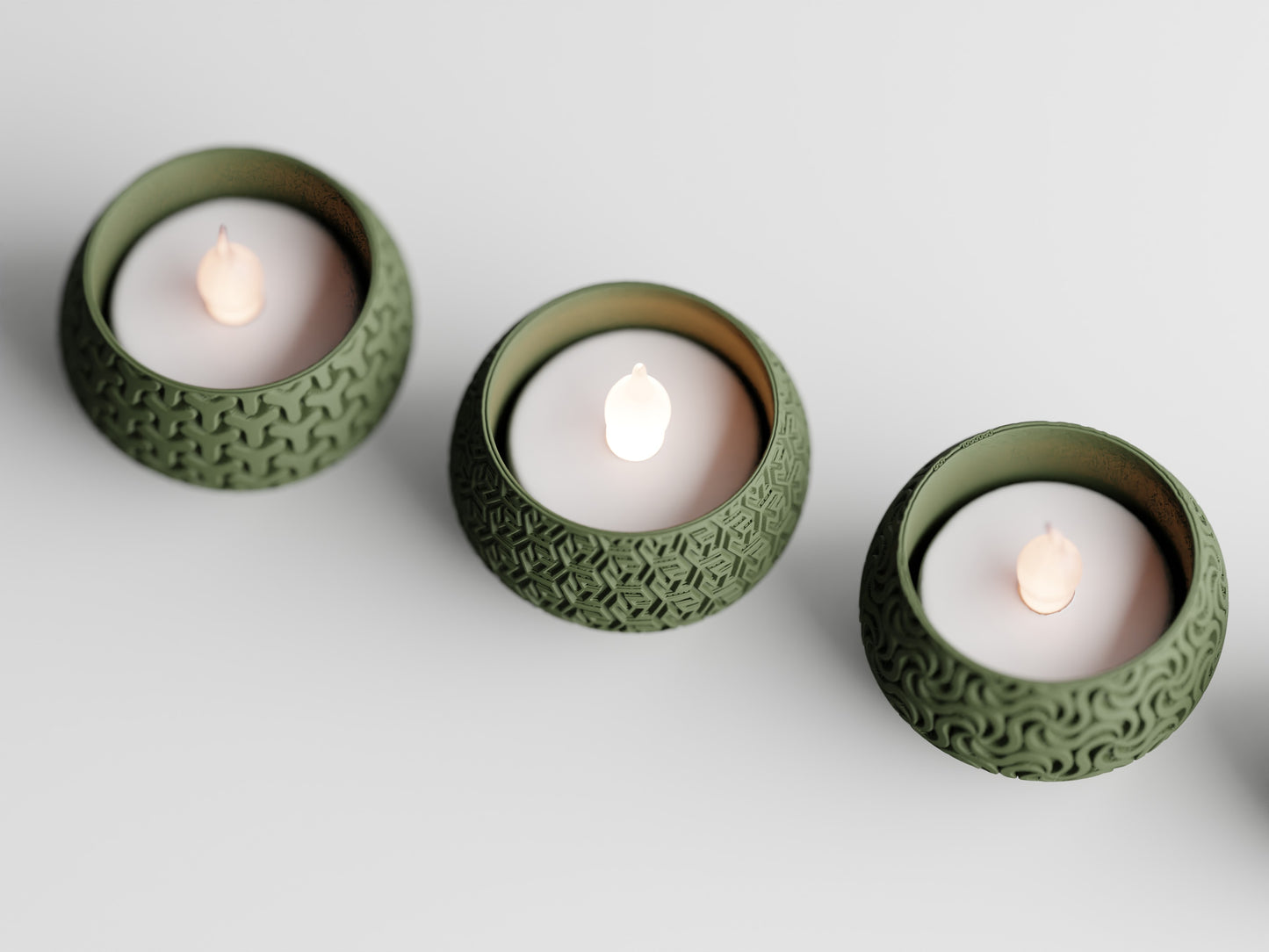 Gedessineerde theelichthouders in Geo-stijl - Set van 4