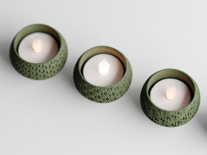 Gedessineerde theelichthouders in Geo-stijl - Set van 4
