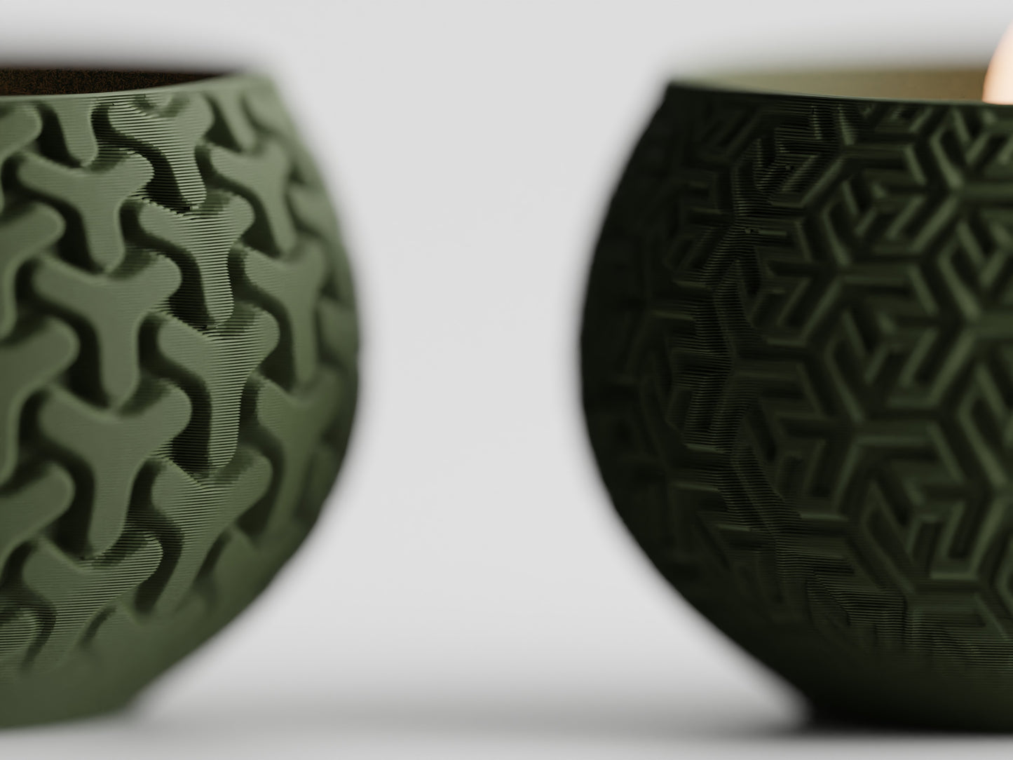 Gedessineerde theelichthouders in Geo-stijl - Set van 4