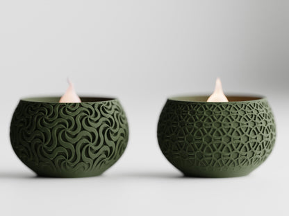 Gedessineerde theelichthouders in Geo-stijl - Set van 4